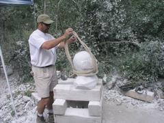 Petro hanging my sculpture for transport