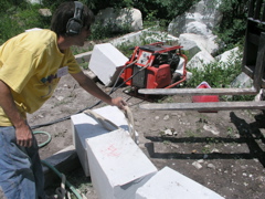Josh straps it to the forklift